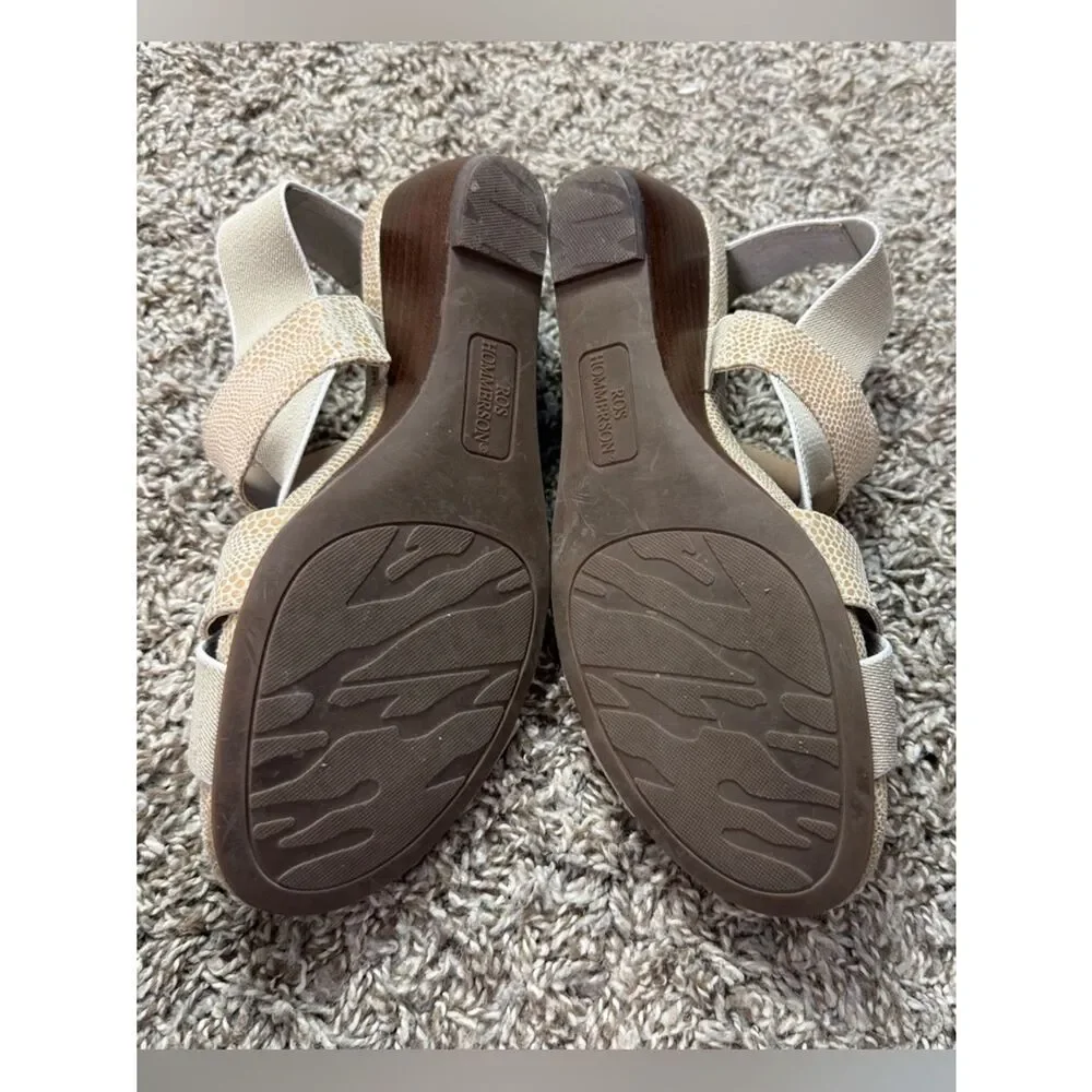 Ros Hommerson Winona Beige Crisscross Wedge Sandals,